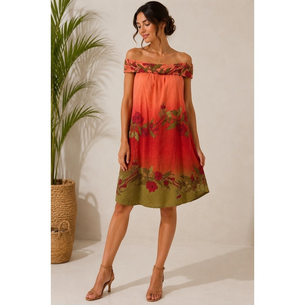 Chelsea & Violet 100% Silk Floral Ombre Shift Dress Women's Medium